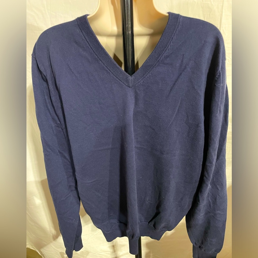 Men’s Brooks Brothers 100% Supima Cotton Navy Vneck Pullover Size L